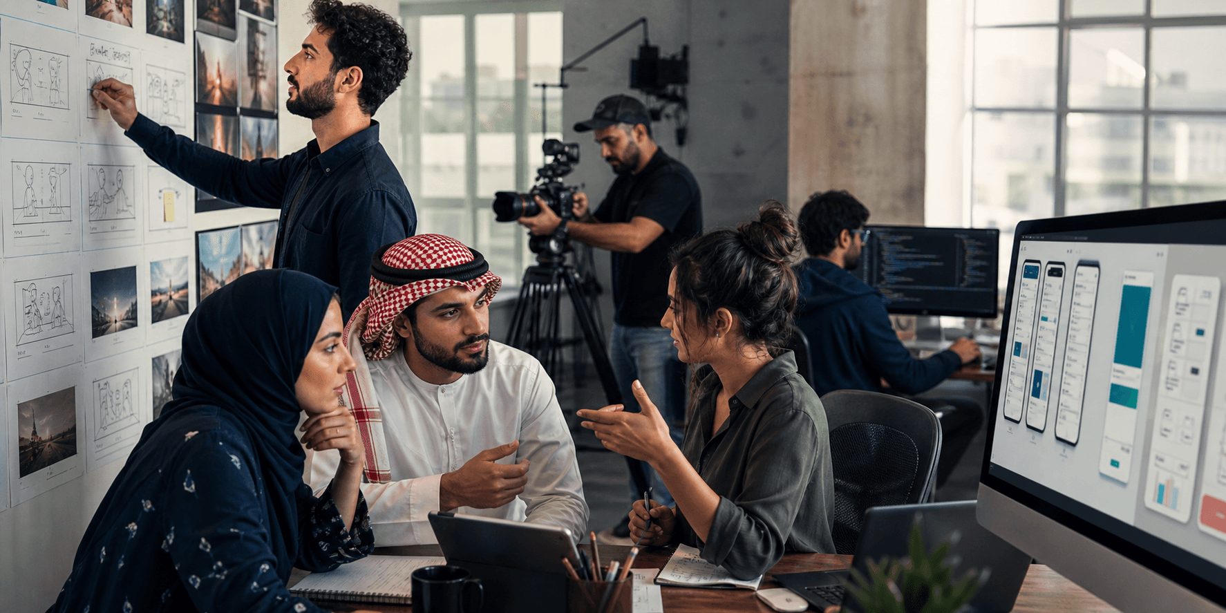 فريق إبداع وتقنية يعمل معاً